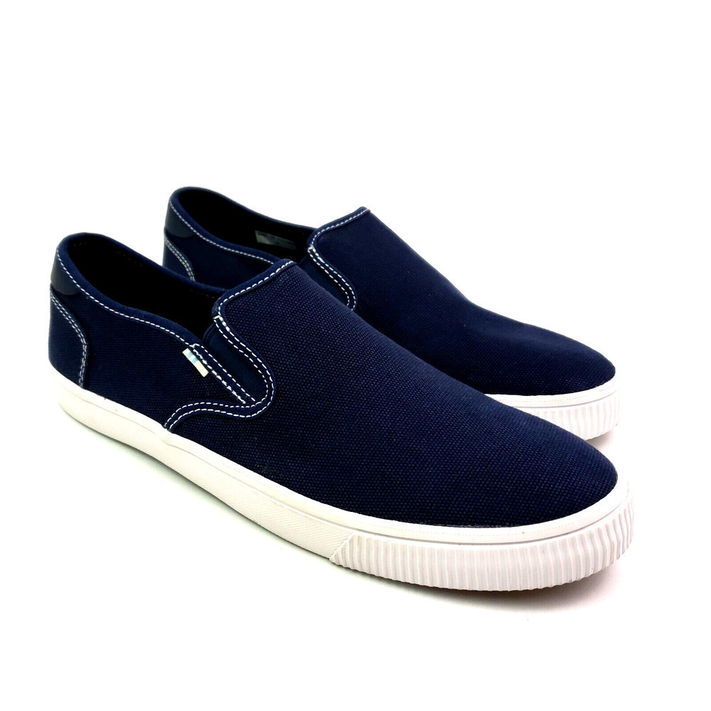Toms Baja Classic Mens Size 9 Navy Blue Canvas Slip On Casual Loafer Shoes